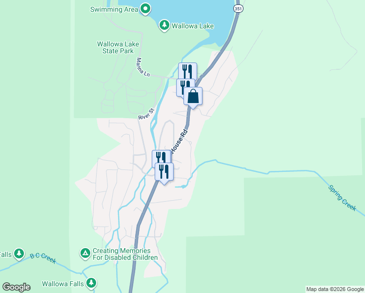 map of restaurants, bars, coffee shops, grocery stores, and more near 59879 Wallowa Lake Highway in Joseph