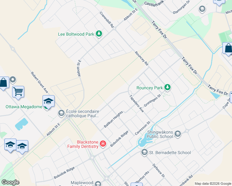 map of restaurants, bars, coffee shops, grocery stores, and more near in Ottawa