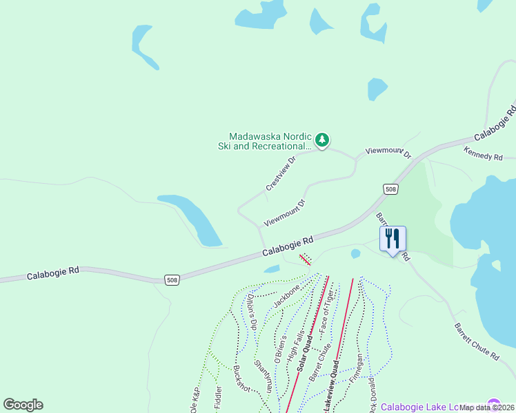 map of restaurants, bars, coffee shops, grocery stores, and more near 20 Crestview Drive in Calabogie
