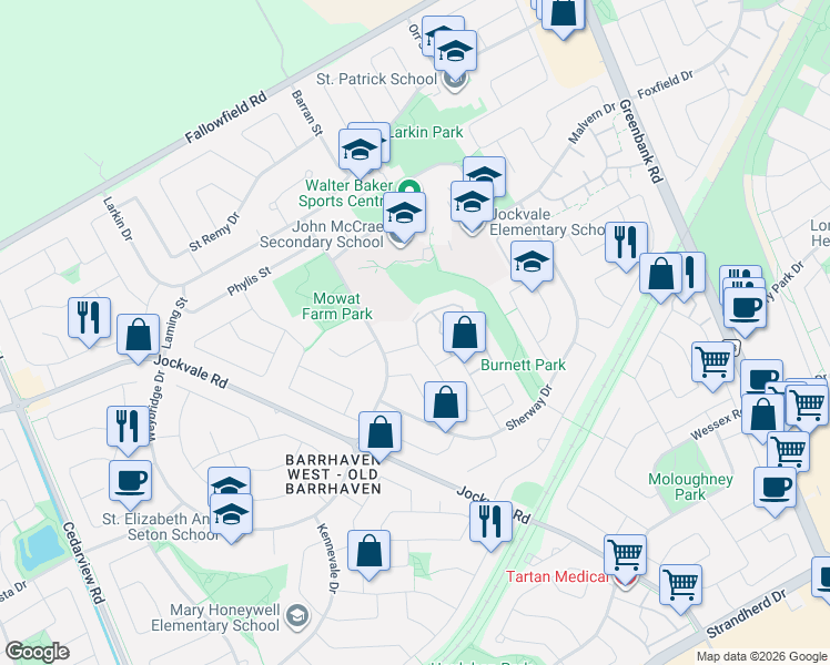 map of restaurants, bars, coffee shops, grocery stores, and more near in Ottawa