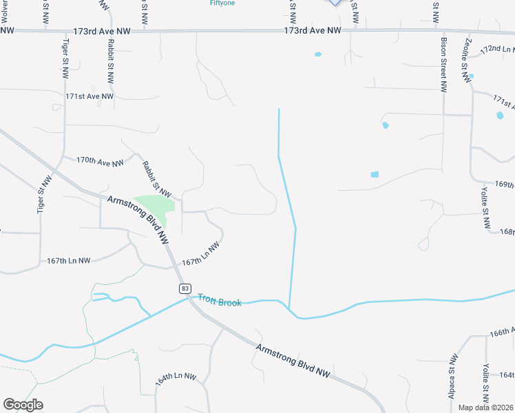 map of restaurants, bars, coffee shops, grocery stores, and more near 8323 168th Lane Northwest in Ramsey