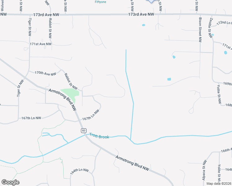 map of restaurants, bars, coffee shops, grocery stores, and more near 8323 168th Lane Northwest in Ramsey
