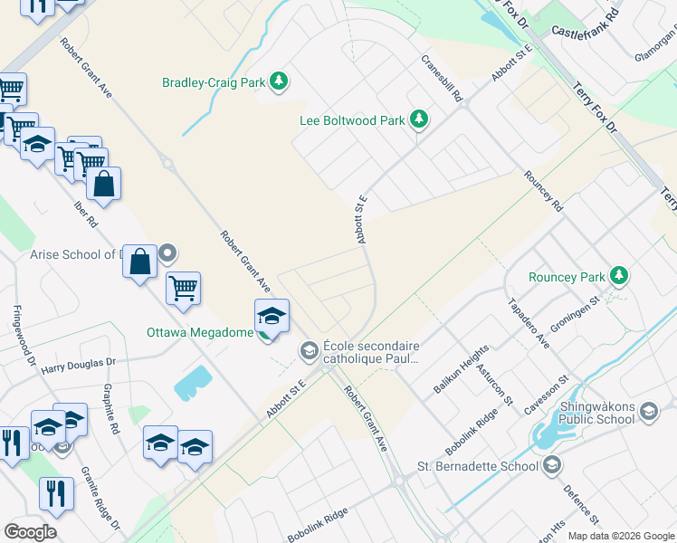 map of restaurants, bars, coffee shops, grocery stores, and more near in Ottawa