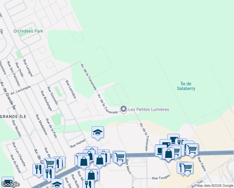 map of restaurants, bars, coffee shops, grocery stores, and more near 632 Rue Marie-Uguay in Salaberry-de-Valleyfield