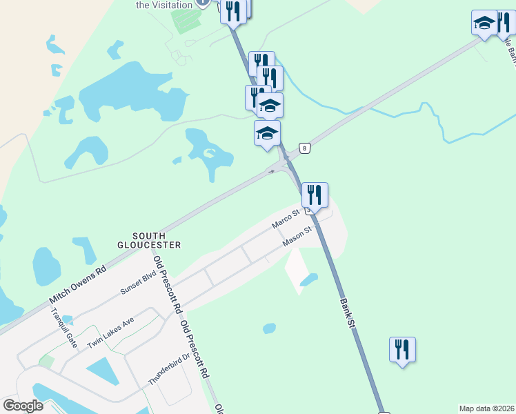 map of restaurants, bars, coffee shops, grocery stores, and more near in Ottawa