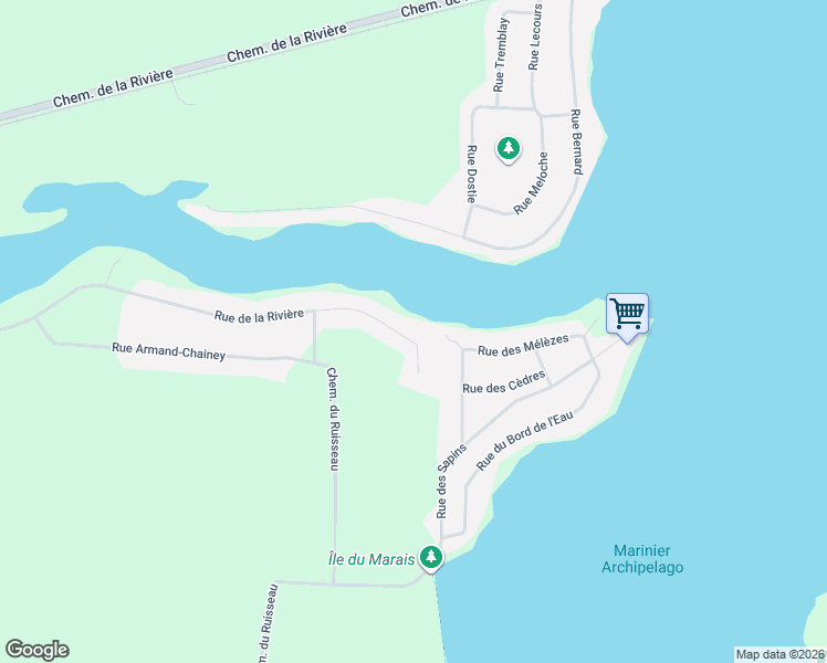 map of restaurants, bars, coffee shops, grocery stores, and more near 725 Rue de la Rivière in Estrie