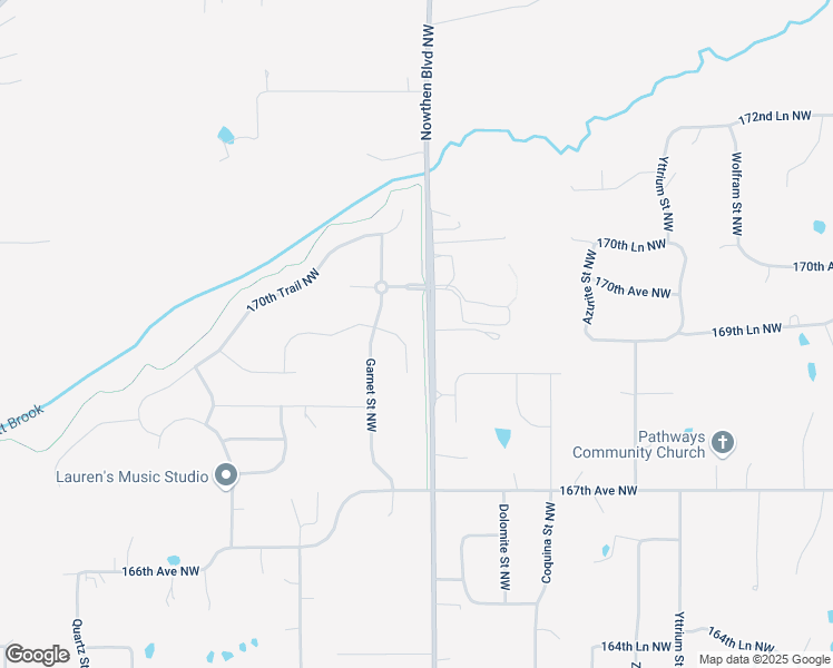 map of restaurants, bars, coffee shops, grocery stores, and more near 16904 Feldspar Street Northwest in Ramsey