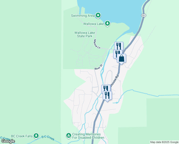 map of restaurants, bars, coffee shops, grocery stores, and more near 84611 Ice Creek Road in Joseph