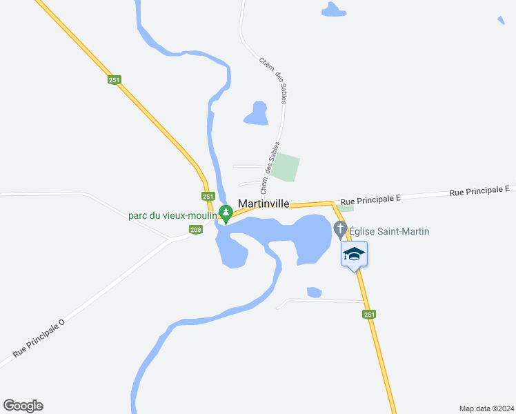 map of restaurants, bars, coffee shops, grocery stores, and more near 254 Rue Principale Est in Martinville