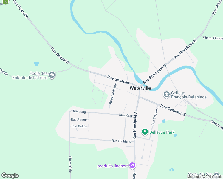 map of restaurants, bars, coffee shops, grocery stores, and more near 227 Rue Dominique in Waterville