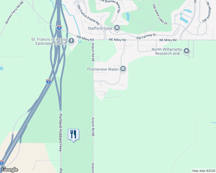 map of restaurants, bars, coffee shops, grocery stores, and more near 24752 Northeast Prairie View Drive in Aurora