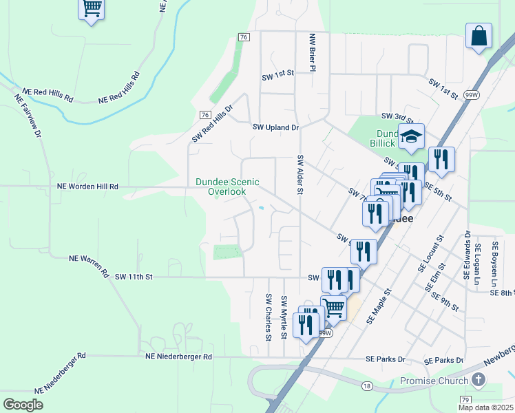 map of restaurants, bars, coffee shops, grocery stores, and more near 941 Southwest 9th Street in Dundee