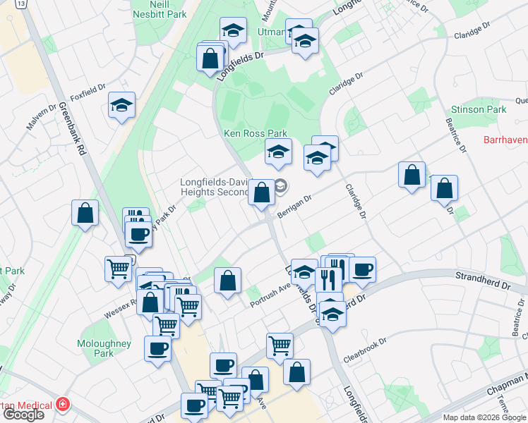 map of restaurants, bars, coffee shops, grocery stores, and more near in Ottawa