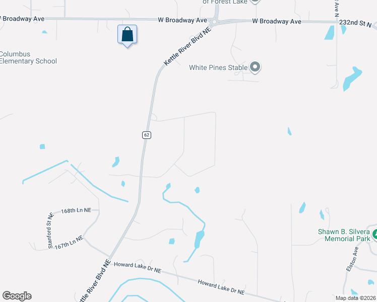 map of restaurants, bars, coffee shops, grocery stores, and more near 17059 Bender Street Northeast in Forest Lake