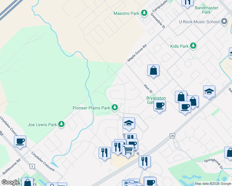 map of restaurants, bars, coffee shops, grocery stores, and more near 541 Bryce Place in Ottawa