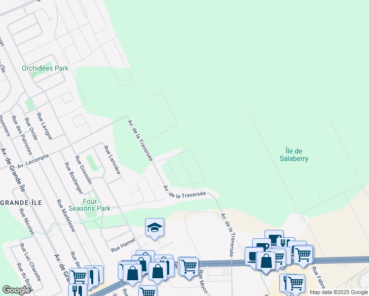 map of restaurants, bars, coffee shops, grocery stores, and more near 486 Rue Marie-Uguay in Salaberry-de-Valleyfield