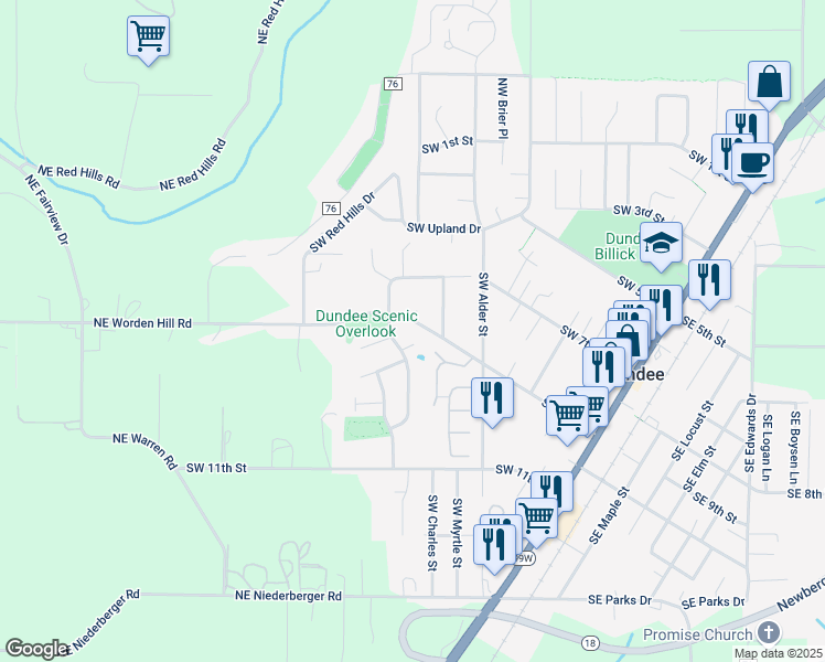 map of restaurants, bars, coffee shops, grocery stores, and more near 941 Southwest 9th Street in Dundee