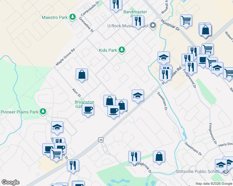 map of restaurants, bars, coffee shops, grocery stores, and more near 28 Johnwoods Street in Ottawa