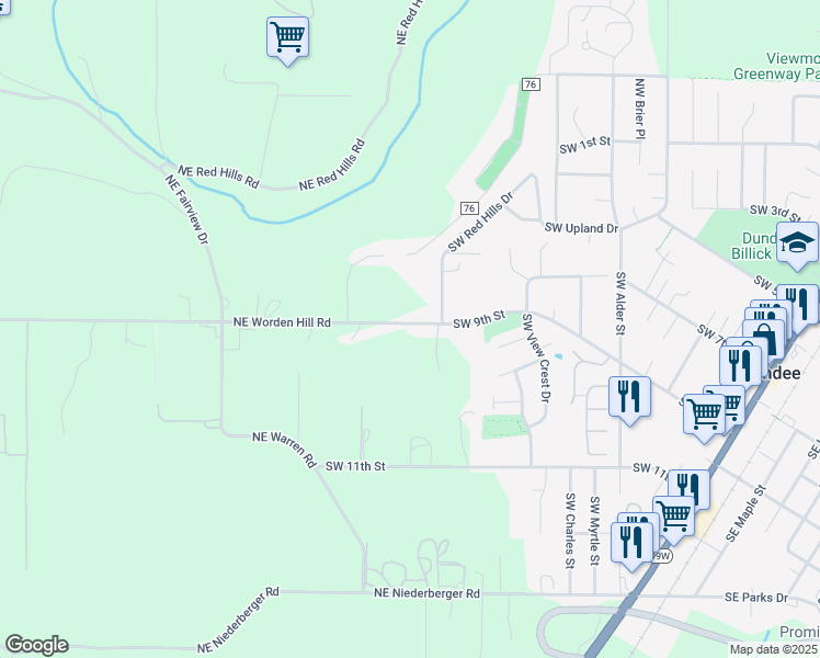 map of restaurants, bars, coffee shops, grocery stores, and more near 1425 Southwest 9th Street in Dundee
