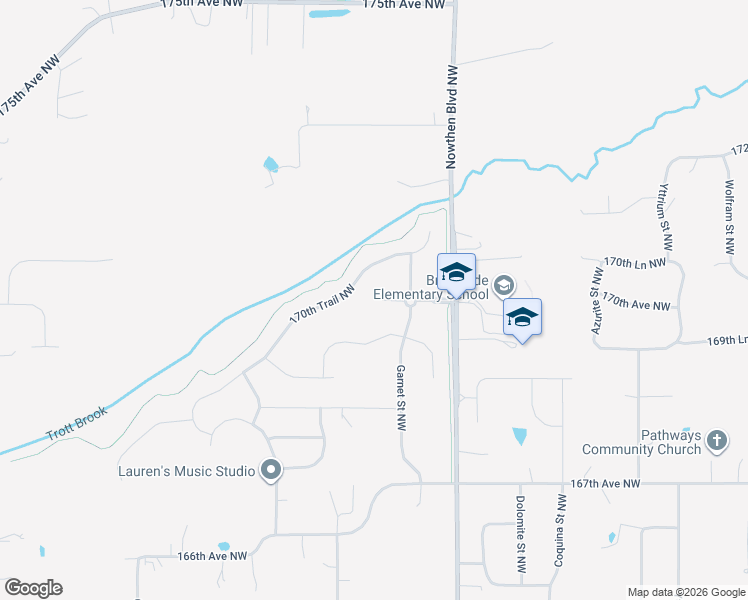 map of restaurants, bars, coffee shops, grocery stores, and more near 6923 170th Avenue Northwest in Ramsey