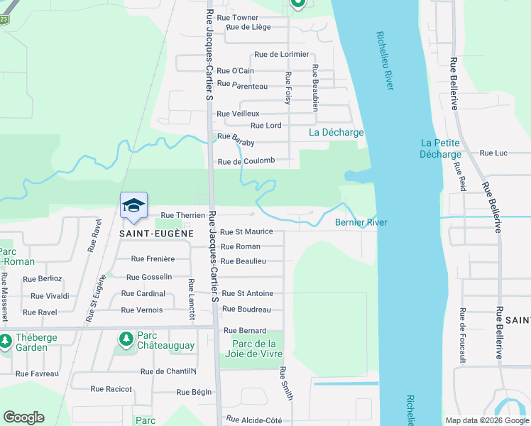 map of restaurants, bars, coffee shops, grocery stores, and more near 95 Rue Brais in Saint-Jean-sur-Richelieu