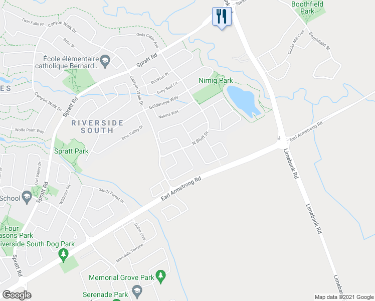 map of restaurants, bars, coffee shops, grocery stores, and more near 284 Jersey Tea Circle in Ottawa