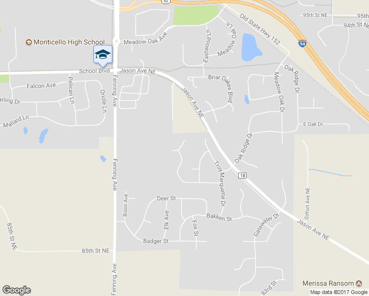 map of restaurants, bars, coffee shops, grocery stores, and more near 6100 Wildwood Way in Monticello