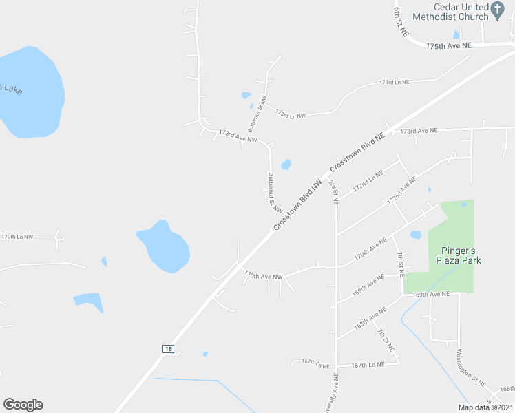 map of restaurants, bars, coffee shops, grocery stores, and more near 17130 Butternut Street Northwest in Andover