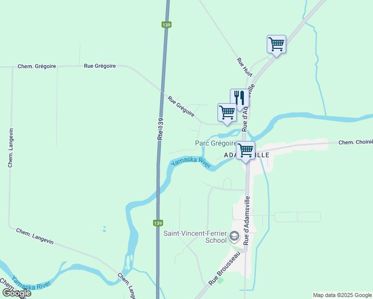 map of restaurants, bars, coffee shops, grocery stores, and more near Rue Dion in Bromont
