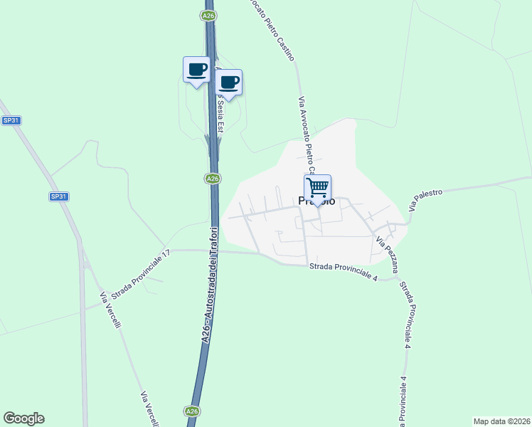 map of restaurants, bars, coffee shops, grocery stores, and more near in Province of Vercelli