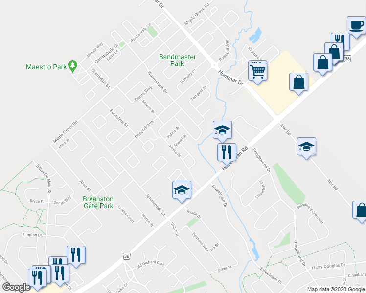 map of restaurants, bars, coffee shops, grocery stores, and more near 702 Vivera Place in Ottawa