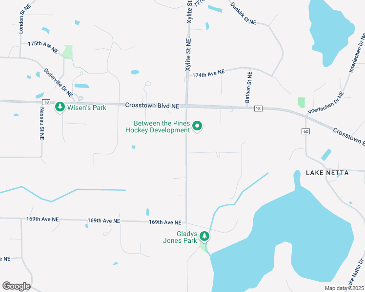 map of restaurants, bars, coffee shops, grocery stores, and more near 17167 Xylite Street Northeast in Ham Lake