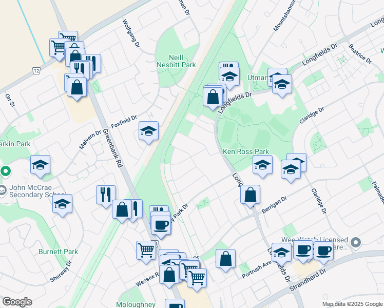 map of restaurants, bars, coffee shops, grocery stores, and more near in Ottawa