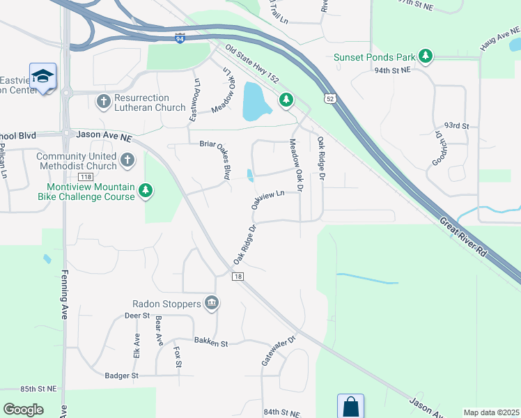 map of restaurants, bars, coffee shops, grocery stores, and more near 2672 Oakview Lane in Monticello
