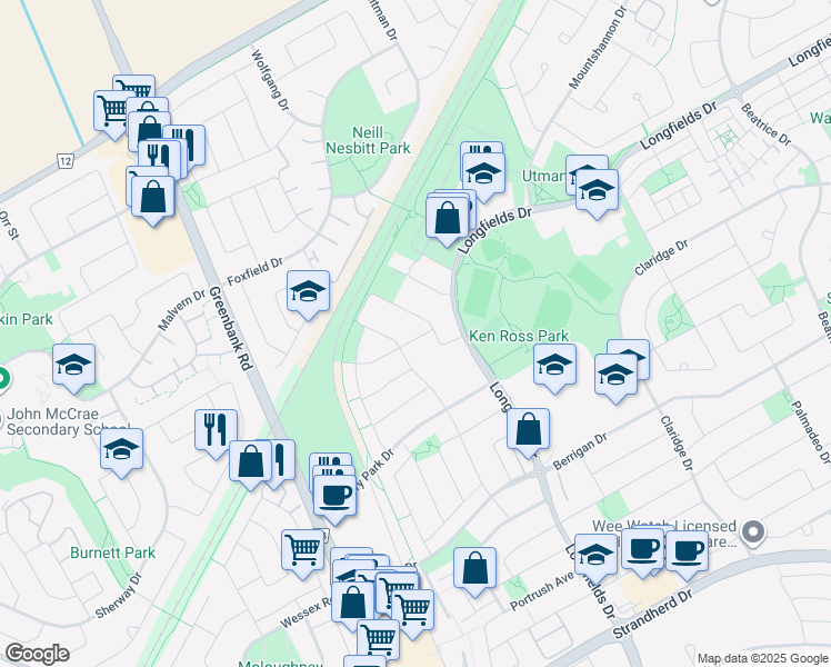 map of restaurants, bars, coffee shops, grocery stores, and more near in Ottawa