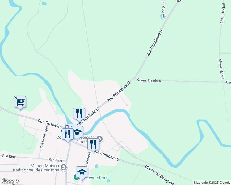 map of restaurants, bars, coffee shops, grocery stores, and more near 735 Rue Principale Nord in Waterville