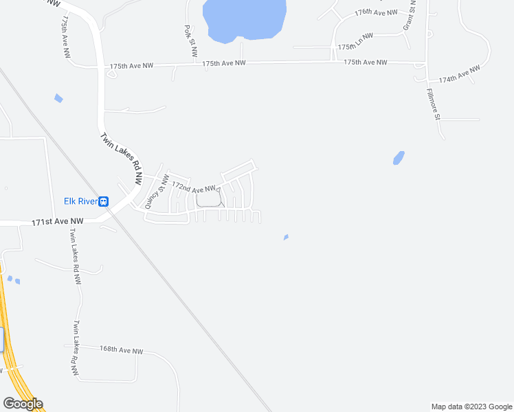 map of restaurants, bars, coffee shops, grocery stores, and more near 17137 Monroe Street Northwest in Elk River