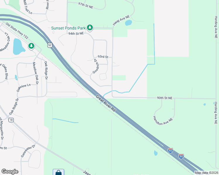 map of restaurants, bars, coffee shops, grocery stores, and more near 6984 91st Street Northeast in Monticello