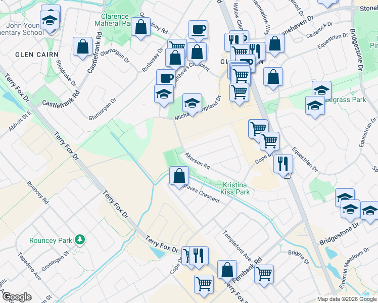 map of restaurants, bars, coffee shops, grocery stores, and more near 403 Barrick Hill Road in Ottawa