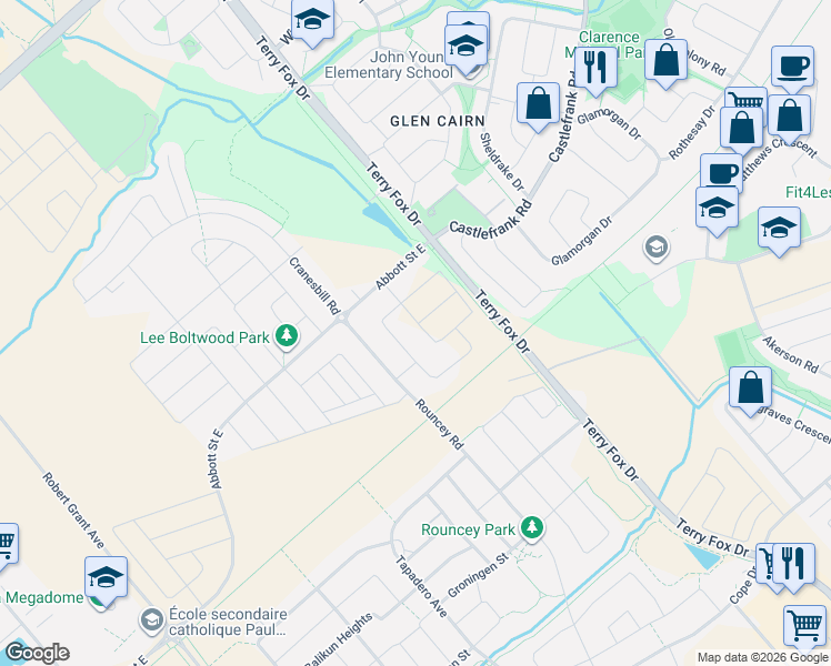 map of restaurants, bars, coffee shops, grocery stores, and more near 211 Metric Circle in Ottawa