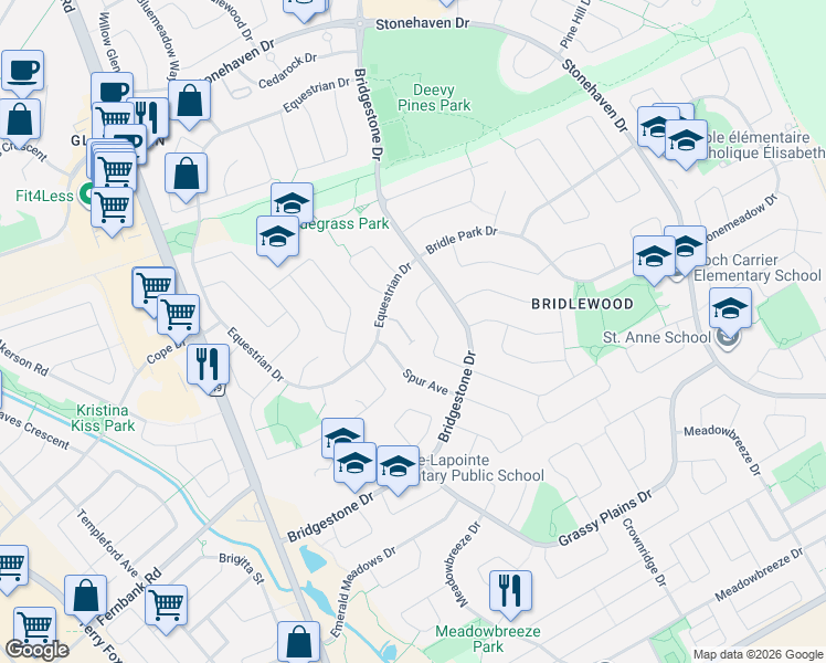 map of restaurants, bars, coffee shops, grocery stores, and more near 113 Passageway Private in Ottawa
