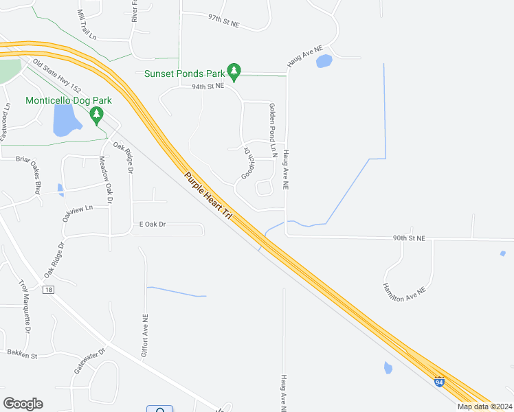 map of restaurants, bars, coffee shops, grocery stores, and more near 9088 Goodrich Drive in Monticello