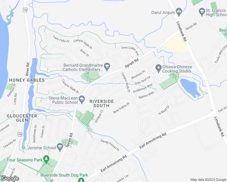 map of restaurants, bars, coffee shops, grocery stores, and more near 1132 Rocky Harbour Crescent in Ottawa