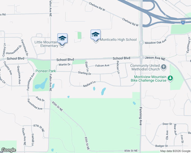 map of restaurants, bars, coffee shops, grocery stores, and more near 5371 Starling Drive in Monticello