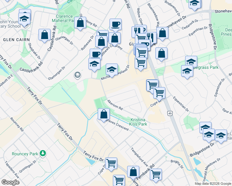 map of restaurants, bars, coffee shops, grocery stores, and more near 426 Barrick Hill Road in Ottawa