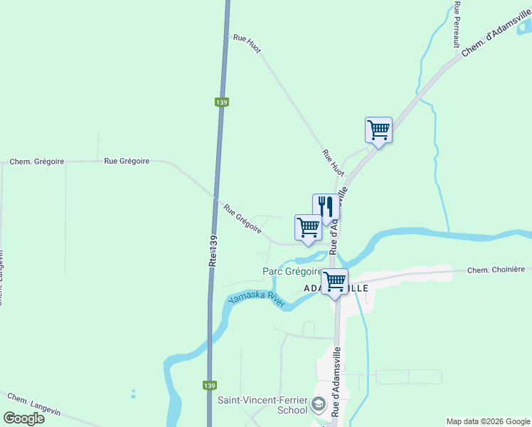 map of restaurants, bars, coffee shops, grocery stores, and more near 14 Rue Gagné in Bromont