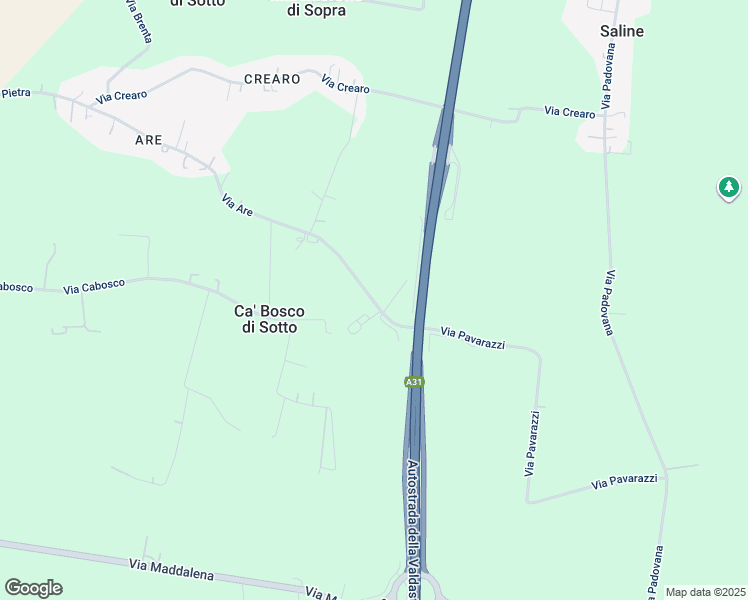 map of restaurants, bars, coffee shops, grocery stores, and more near 135 Via Are in Provincia di Vicenza