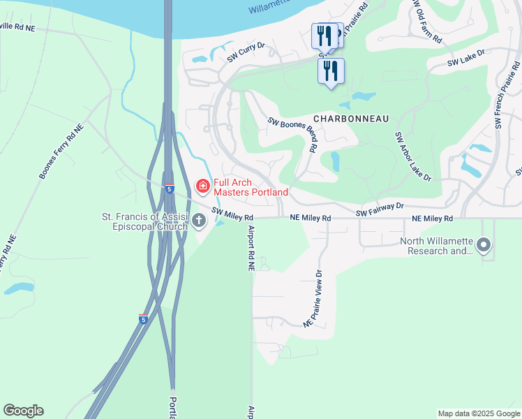 map of restaurants, bars, coffee shops, grocery stores, and more near 32585 Southwest Juliette Drive in Wilsonville