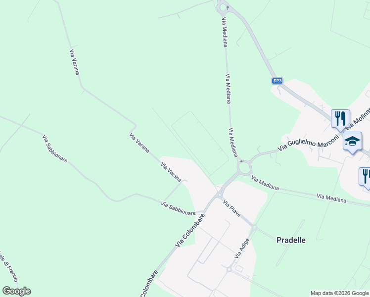 map of restaurants, bars, coffee shops, grocery stores, and more near Via Altiero Spinelli in Provincia di Verona