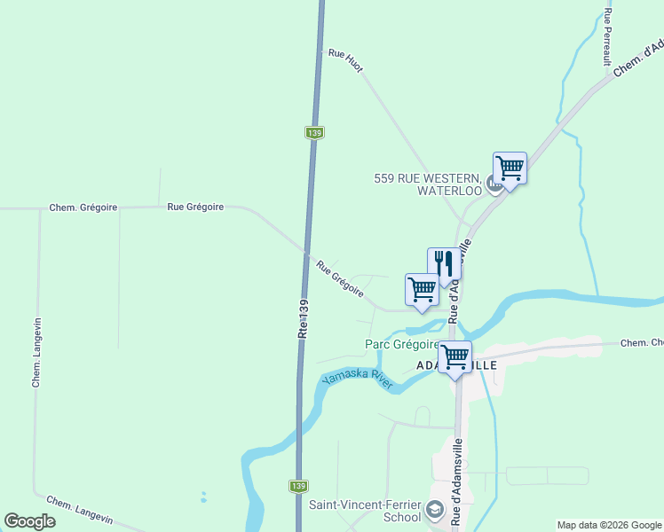map of restaurants, bars, coffee shops, grocery stores, and more near 9 Rue Gagné in Bromont